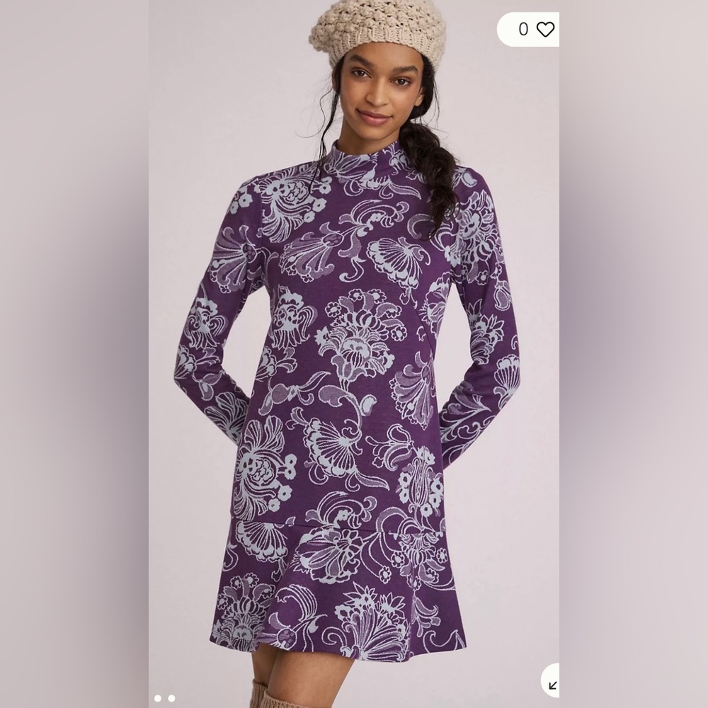 NWT Anthropologie Mock Neck Mini Dress